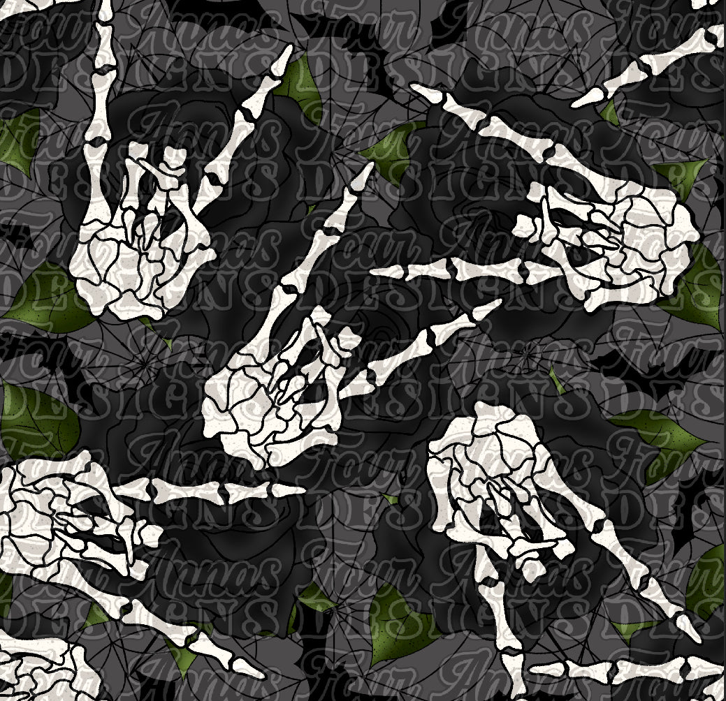 Skeleton rock and roll seamless pattern