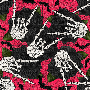 Pink Skeleton rock and roll seamless pattern