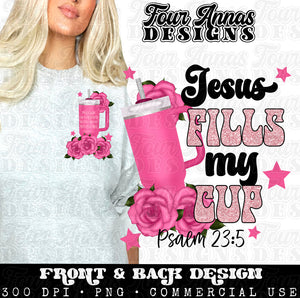 Jesus fills my cup pink pocket