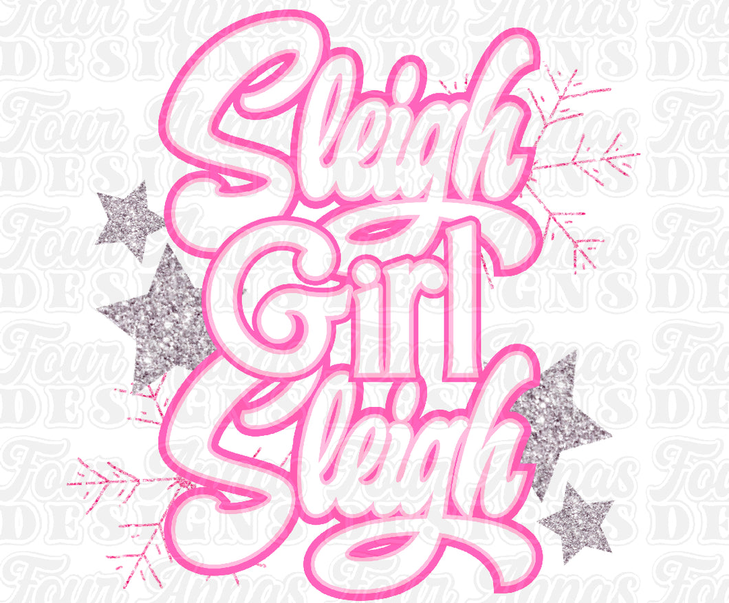 Glitter Pink sleigh girl christmas