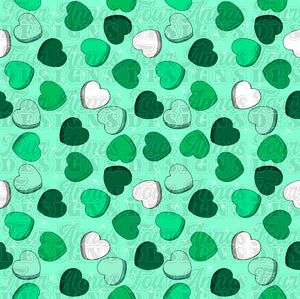 Green candy hearts Valentine seamless