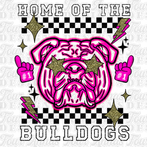 Retro groovy Bulldogs mascot