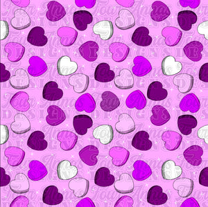 Purple candy hearts Valentine seamless