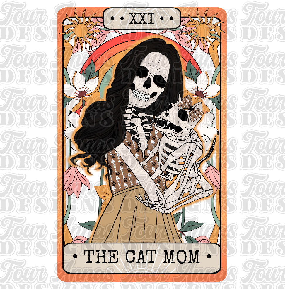 The Cat mom dark hair tarot skellie