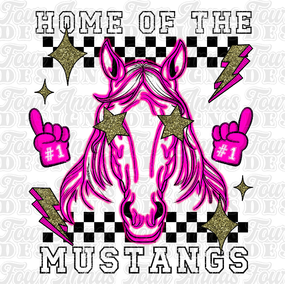 Retro groovy Mustangs mascot
