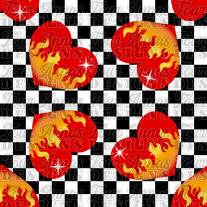 Checkered flame heart Valentine seamless