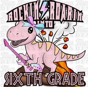 Pink dino Rockin’ & Roarin’ into Sixth Grade