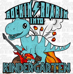 Blue dino Rockin’ & Roarin’ into Kindergarten