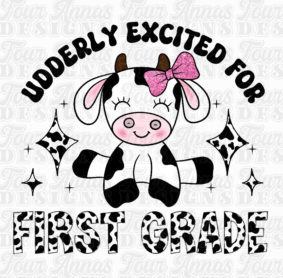 Cow print UDDERly excited for First Grade