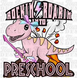 Pink dino Rockin’ & Roarin’ into Preschool