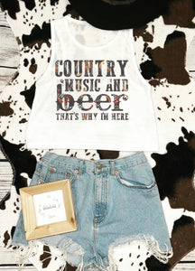 Country music & beer crop tank top