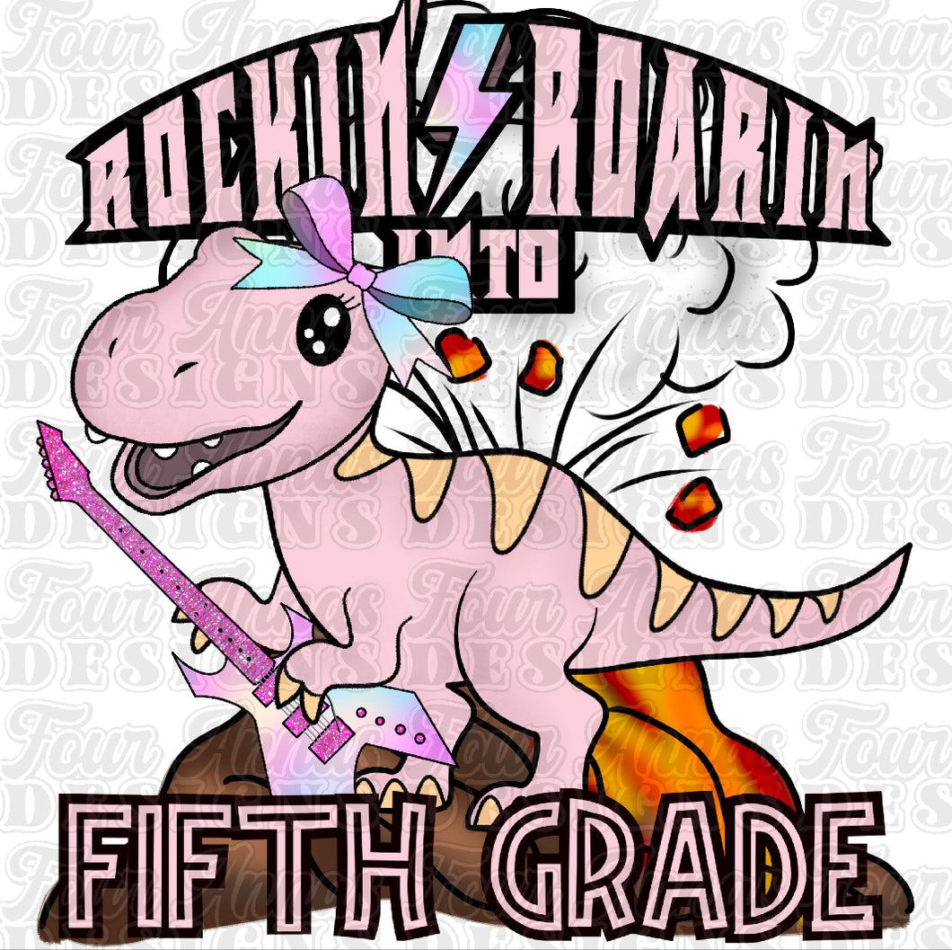 Pink dino Rockin’ & Roarin’ into Fifth Grade