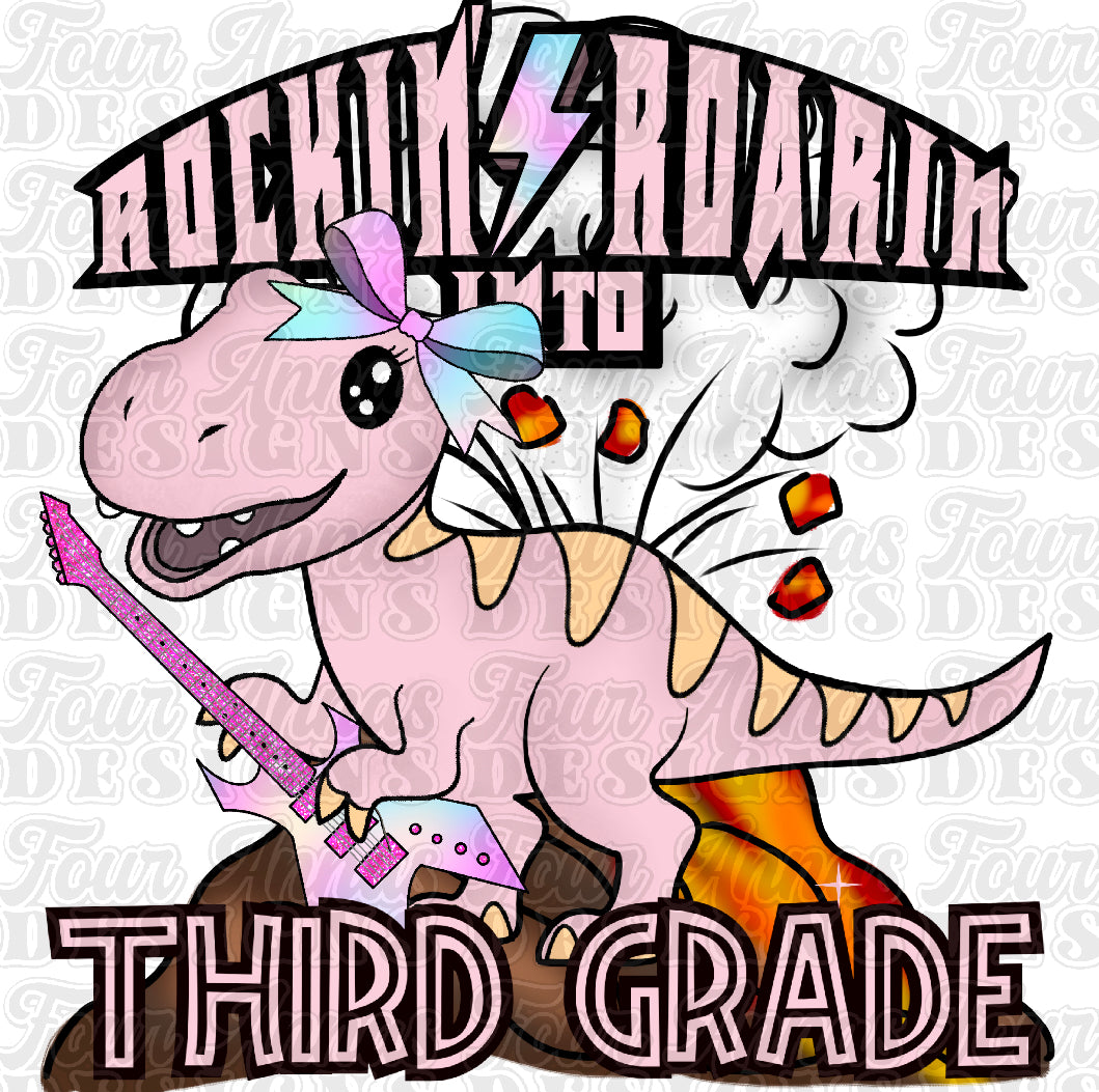 Pink dino Rockin’ & Roarin’ into Third Grade