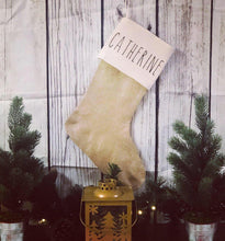 Load image into Gallery viewer, Personalized burlap farmhouse stockings - Four Anna’s Designs 
