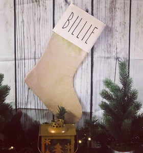 Personalized burlap farmhouse stockings - Four Anna’s Designs 