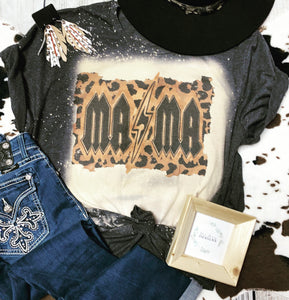 Leopard Rock and roll mama bleached tee