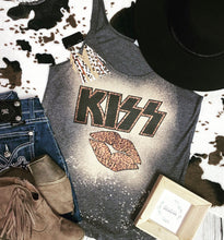 Load image into Gallery viewer, Kiss lips rock bleached festival tank top
