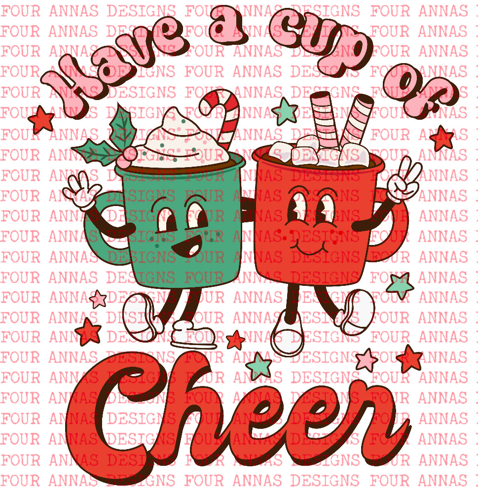 Retro cup of cheer Christmas sublimation transfer