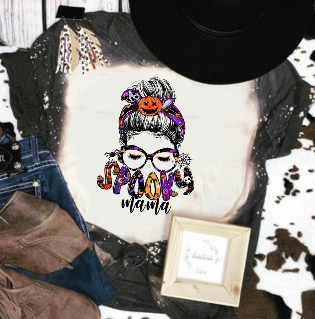 Spooky mama Halloween bleached tee