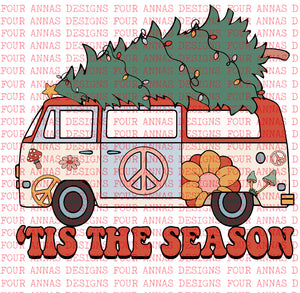 Retro tis the season peace Christmas sublimation transfer