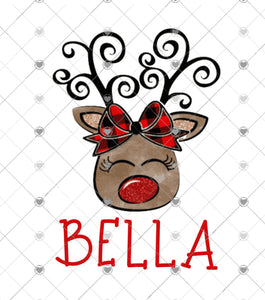 Personalized child Christmas reindeer sublimation transfer