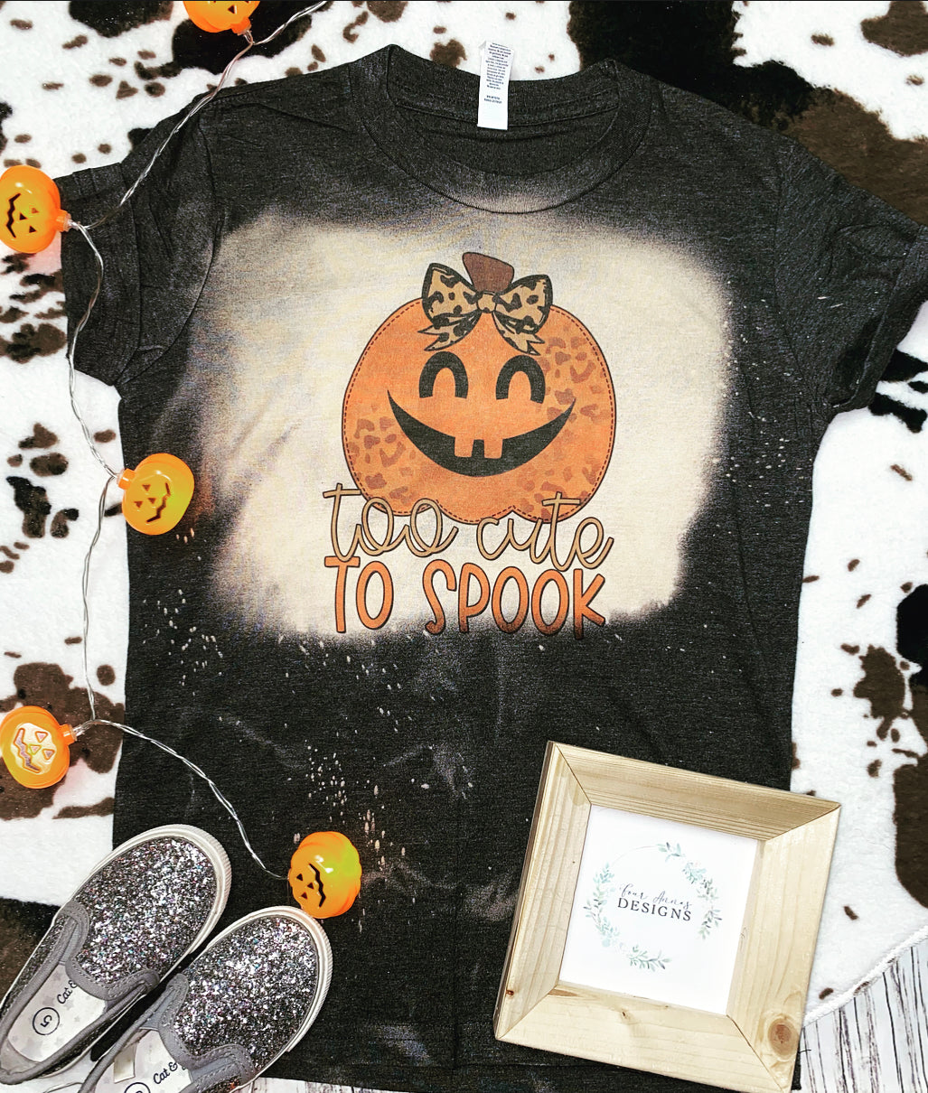 Too cute to spook Halloween bleached Tee