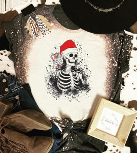 Skeleton Santa the Christmas bleached tee