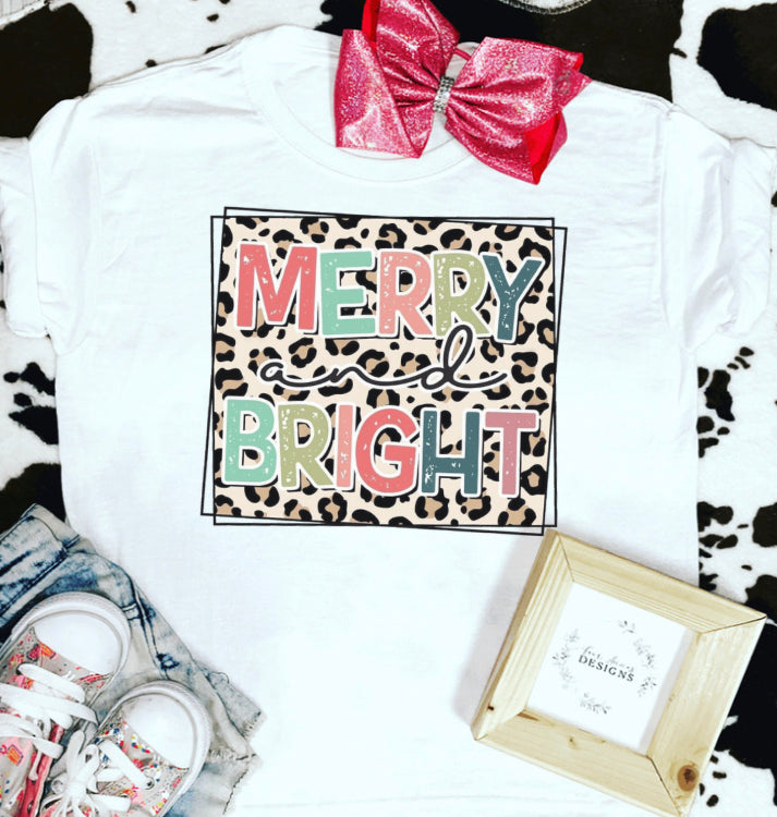 Merry and bright Christmas kids tee