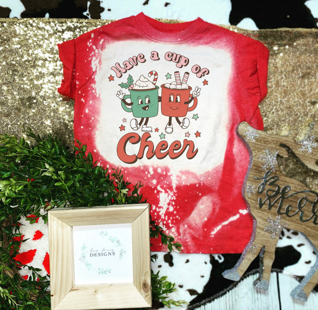 Cup of cheer retro Christmas bleached Tees