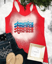 Load image into Gallery viewer, Retro America bleached racerback tank top
