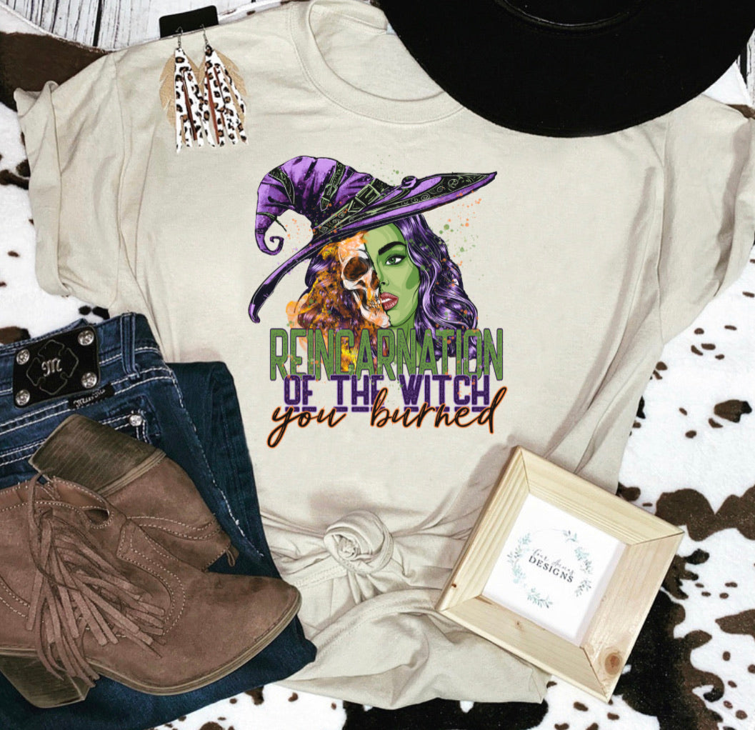 Reincarnation of the witch you burned Halloween tee