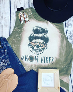 Mom vibes bleached tank top