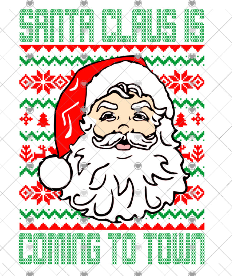 Santa Claus is coming to town sublimation transfer
