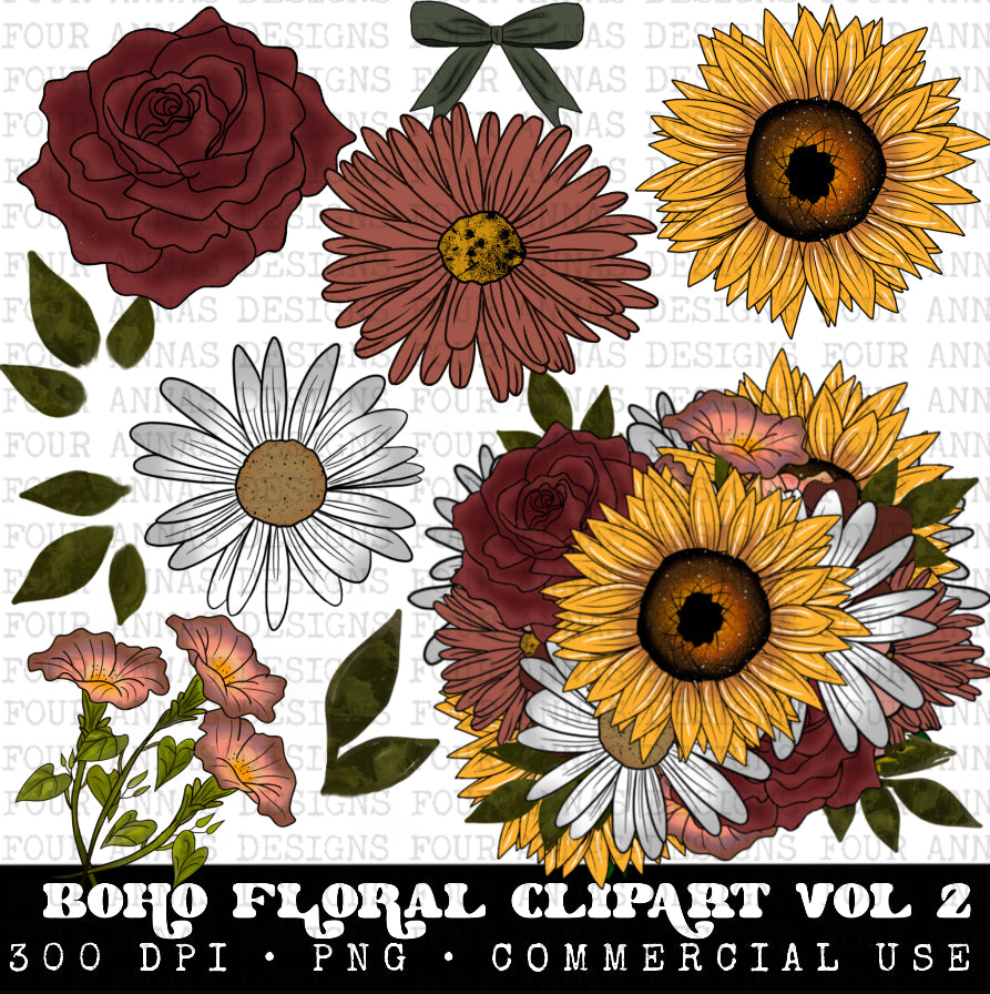 Boho floral clipart Vol 2 GOOGLE DRIVE