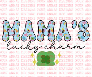 Mama’s lucky charm blue St. Patrick’s Day sublimation transfer