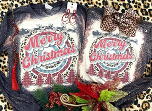 Leopard Merry Christmas bleached Tee