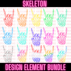 Neon rock and roll skeleton hand Design elements GOOGLE DRIVE