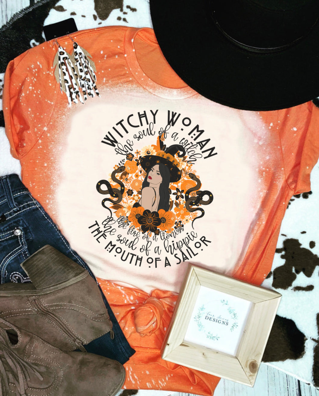 Witchy woman Halloween bleached tee