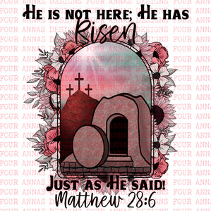 He is not here; he has risen matthew 28:6