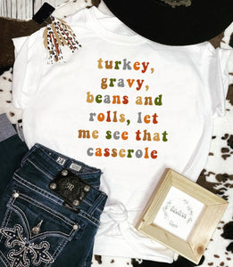 Turkey gravy beans & rolls thanksgiving tee