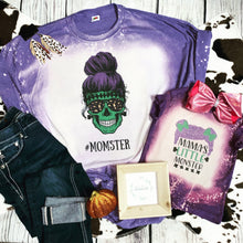 Load image into Gallery viewer, Momster, mamas little monster bleached Tee
