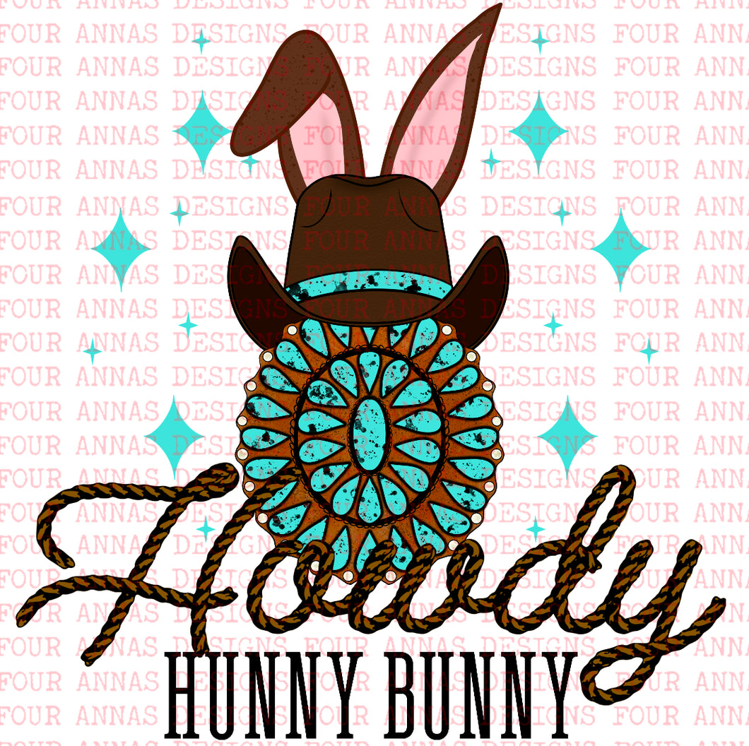 Western Howdy Hunny bunny blue Easter