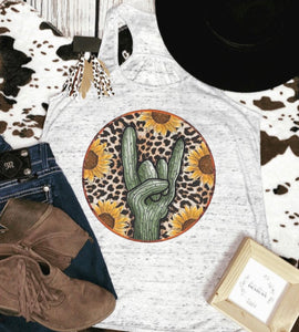 Rock and roll cactus tank top