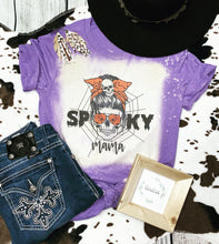 Load image into Gallery viewer, Spooky mama Halloween bleached tee
