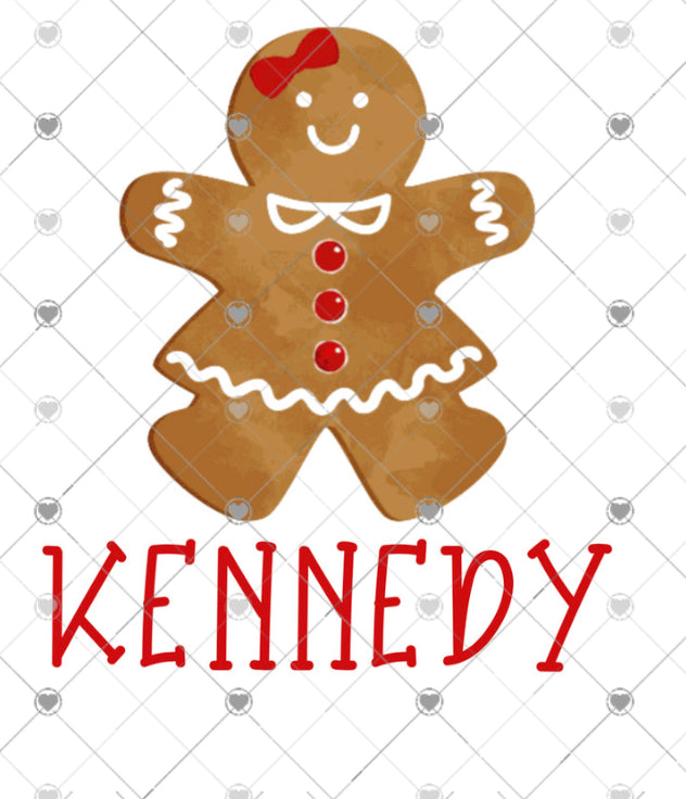 Personalized child Christmas gingerbread girl sublimation transfer