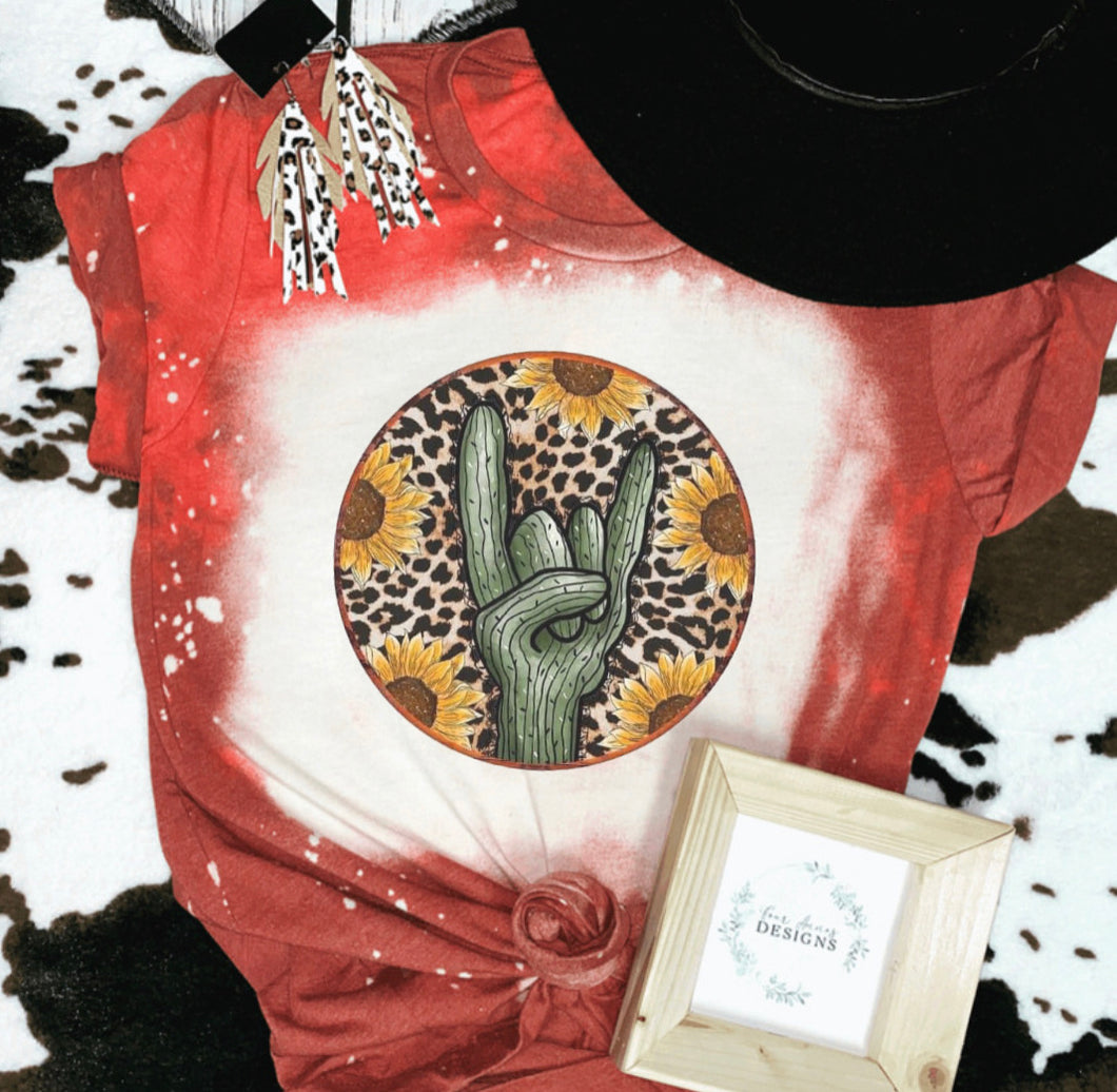 Rock and roll cactus bleached tee