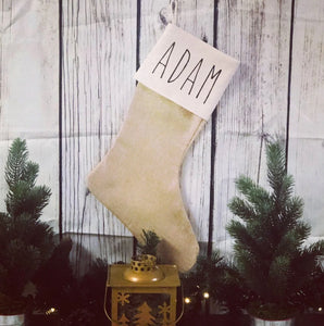 Personalized burlap farmhouse stockings