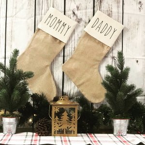 Personalized burlap farmhouse stockings