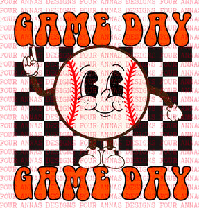 Retro orange baseball GAMEDAY