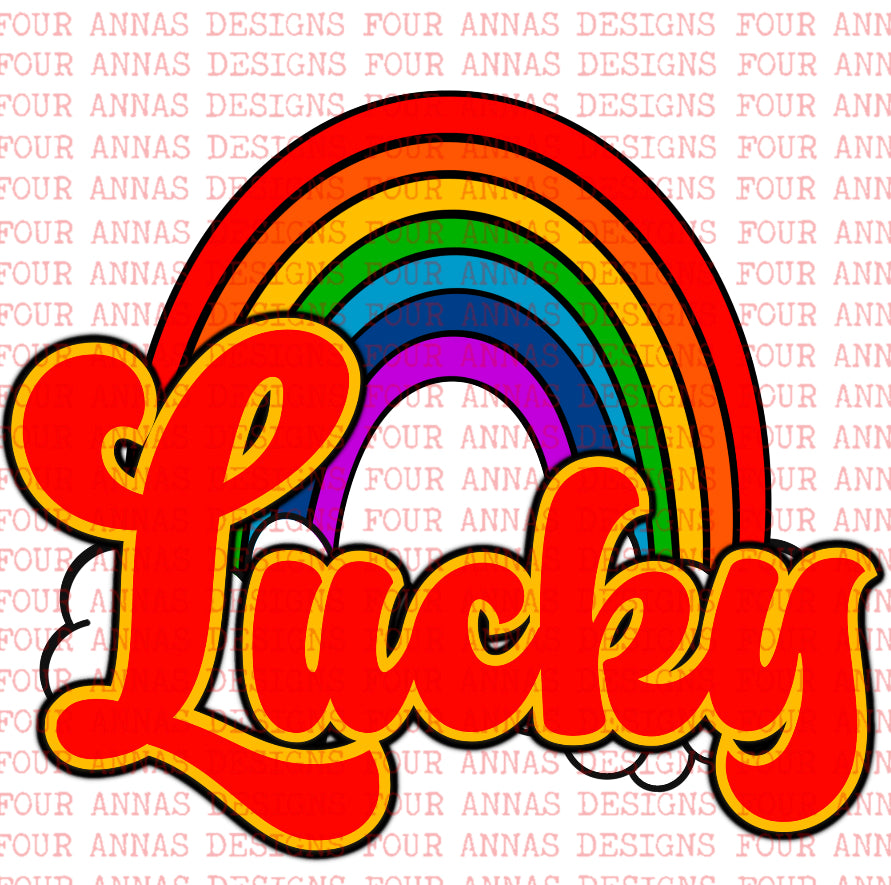 Retro lucky rainbow sublimation transfer